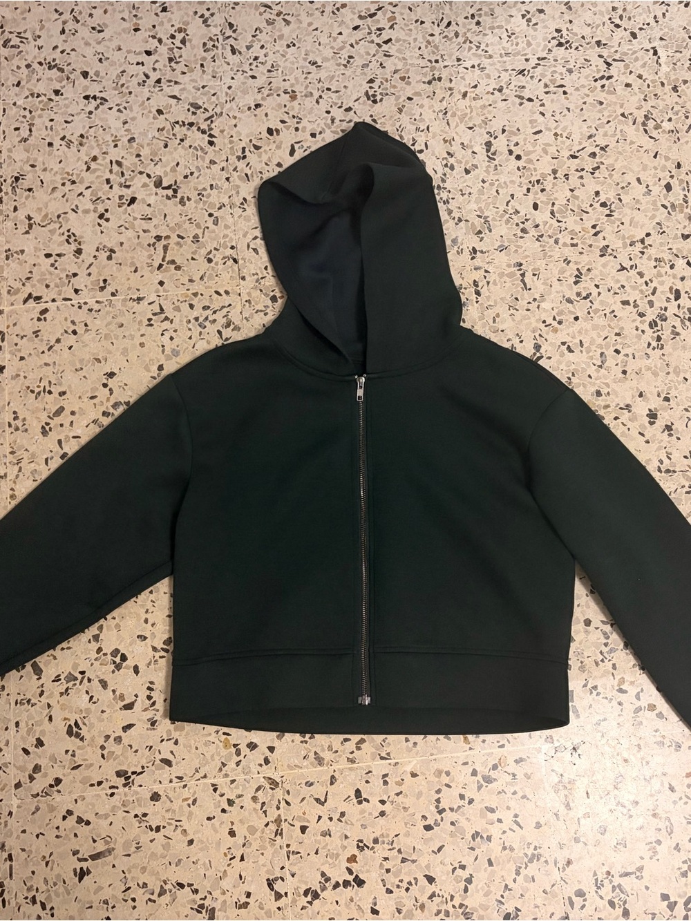 a new day Dark Forest Green Cropped Zip-Up Hoodie